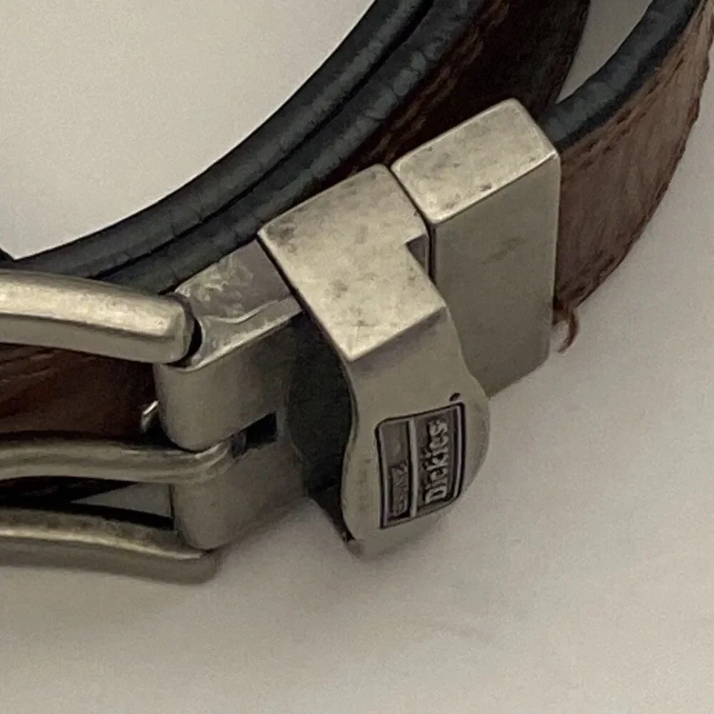 Genuine Dickies Men's Brown Black Reversible‎ Double Stitch Adjustable Belt 38